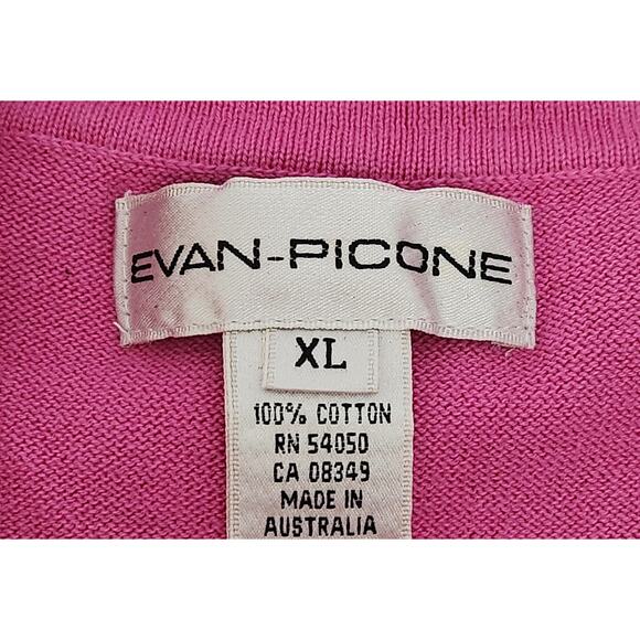 Evan Picone Pink Pointed Collar Sleeveless Tight Knit Top XL Lightweight Stretch - Picture 3 of 3